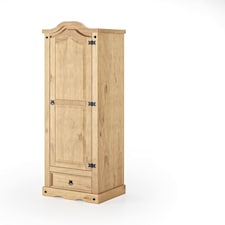 Corona Wardrobe 1 Door 1 Drawer Arch Top Solid Mexican Pine