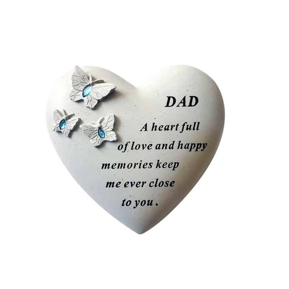 Heart With 3 Butterflies Blue Gems 16 x 14cm - Dad DF17422-D