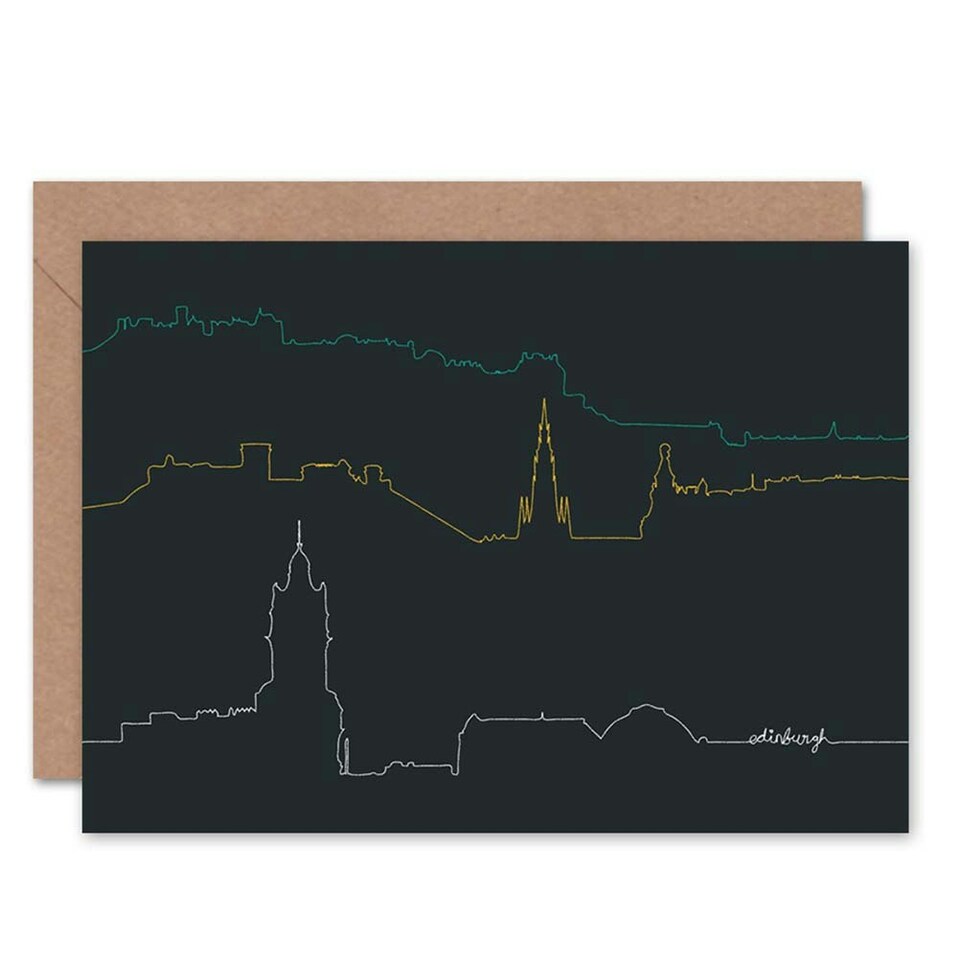 image 1 of Edinburgh Cityscape Lines Scottish Scotland Card