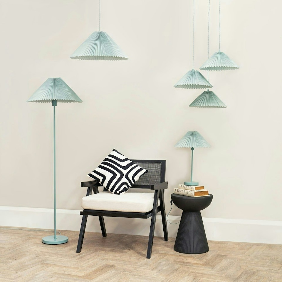 image 1 of ValueLights Akira Blue Paper Pleated Single Drop Ceiling Pendant Light