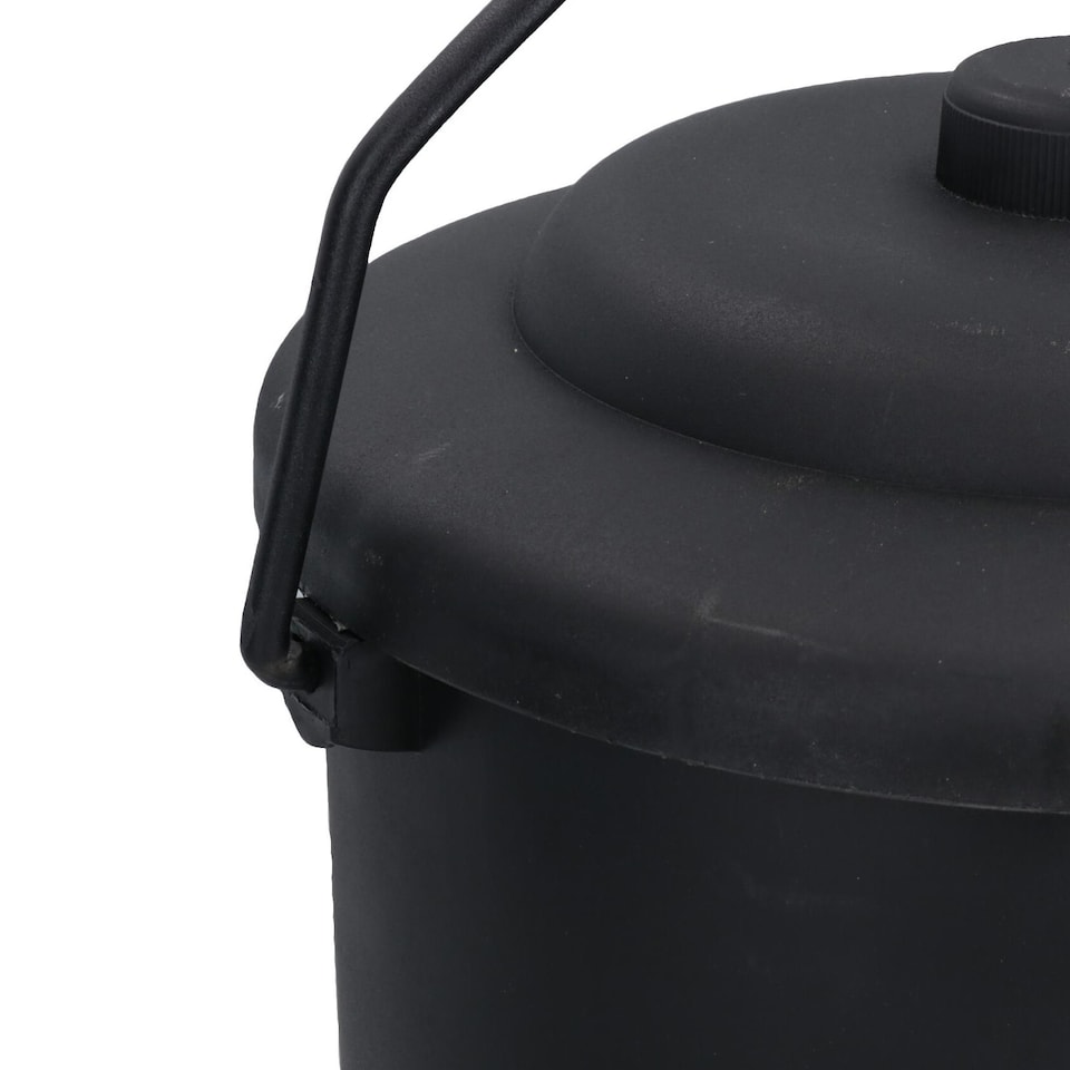 image 1 of Coal Bucket & Lid Black Plastic Ash Tidy Bin Coal Carrier Fire Log Burner Kindling