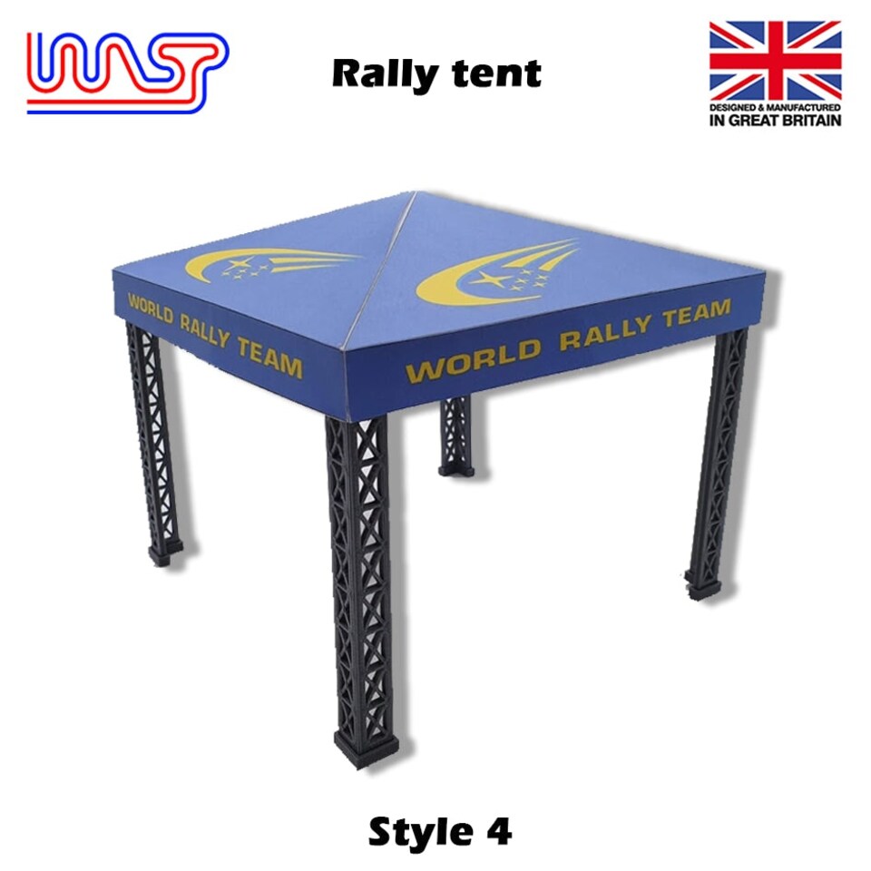 image 1 of Slot Car Trackside Scenery Rally Service Tent Blue Subaru 1:32 Scale WASP