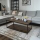 image 2 of Coffee Table Rustic Wooden Brown Grain Finish Living Room Storage Shelf 2 Tier Brown
