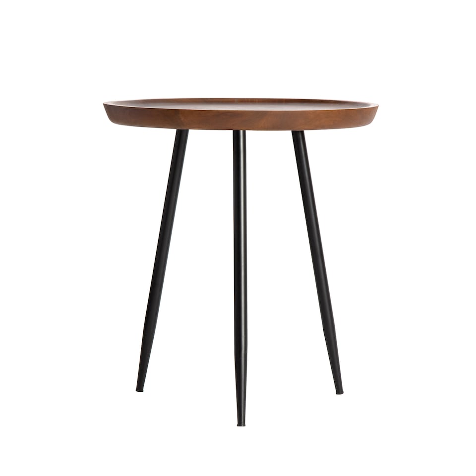 image 1 of Chervey Round Solid Mango Wood Side Table with Tri-Pin Legs Large