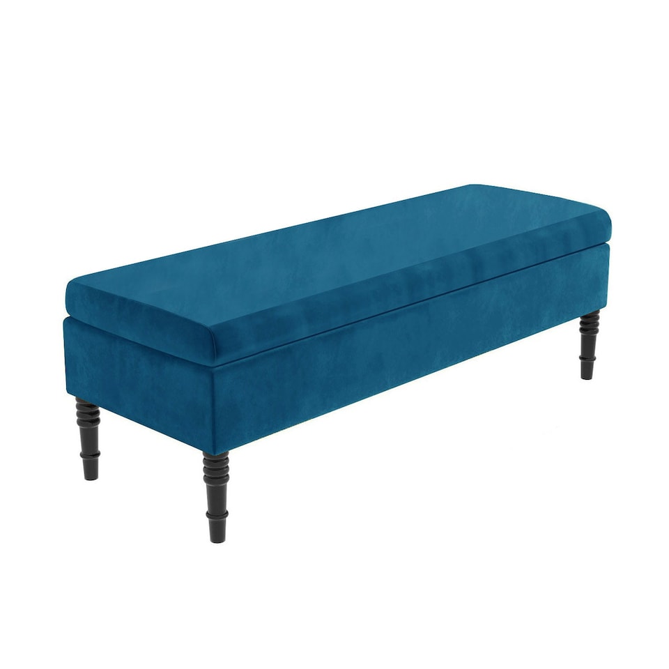 image 1 of Safar Plain 120cm Ottoman Storage Bench - Plush Velvet Shoe Bench - Emerald Green Upholstery Footstool with Storage