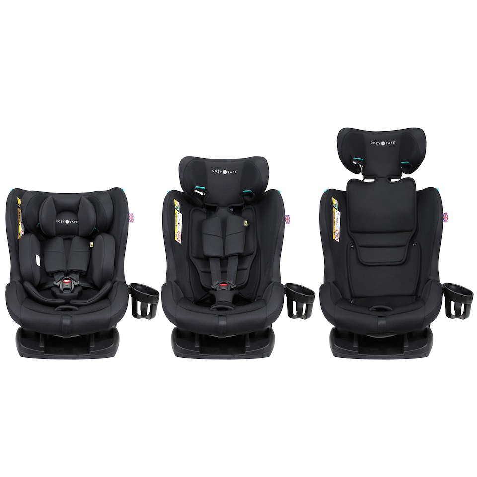 image 1 of Cozy N Safe Fitzroy+ i-Size Car Seat 40-150cm, Extended Rear Facing, Forward & Rear Facing, 5 Point Harness, Side Impact Protection, Adjustable Headrest, Cup Holder, Birth to 12 Years (Jet)