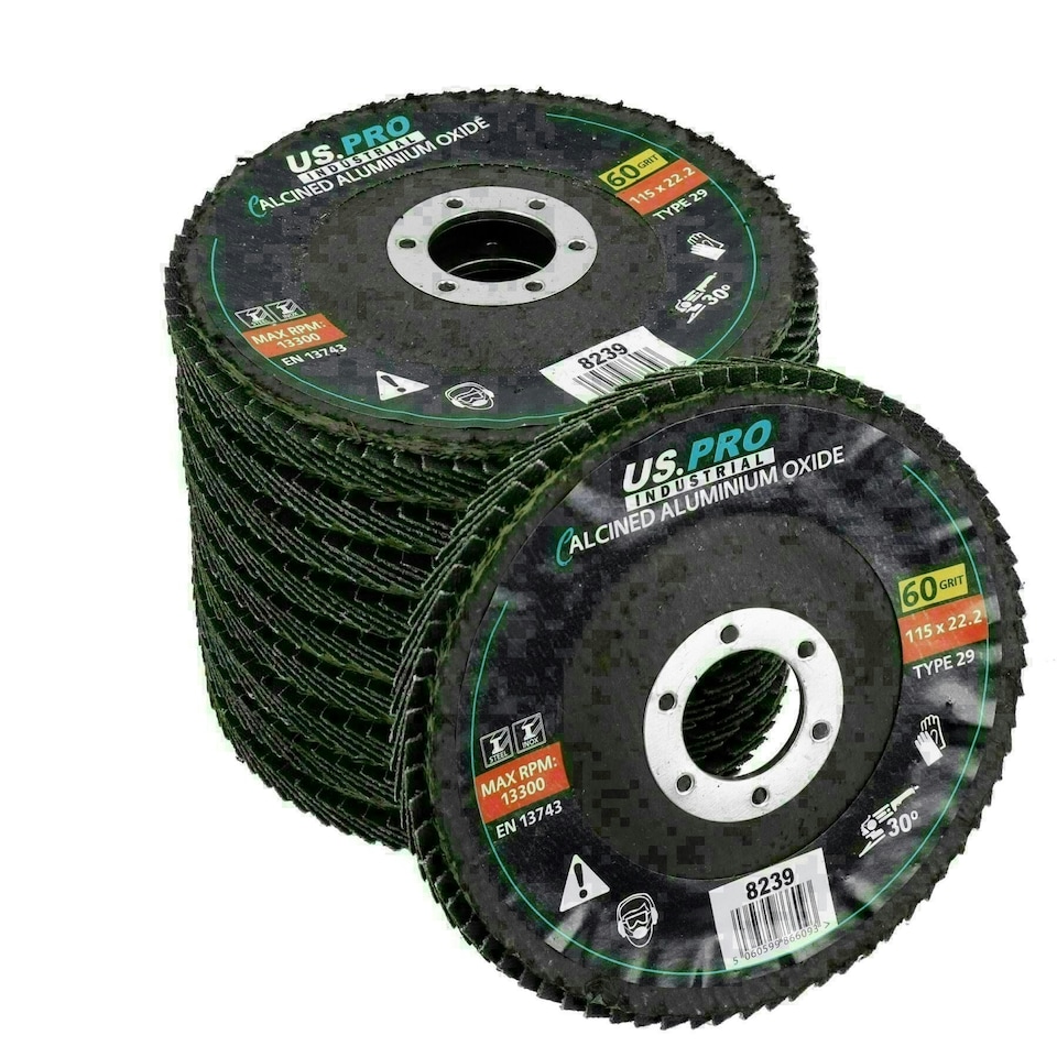 image 1 of 60 Grit Medium Flap Disc Calcined Aluminium Sanding Wheels Discs Type 29 50pk