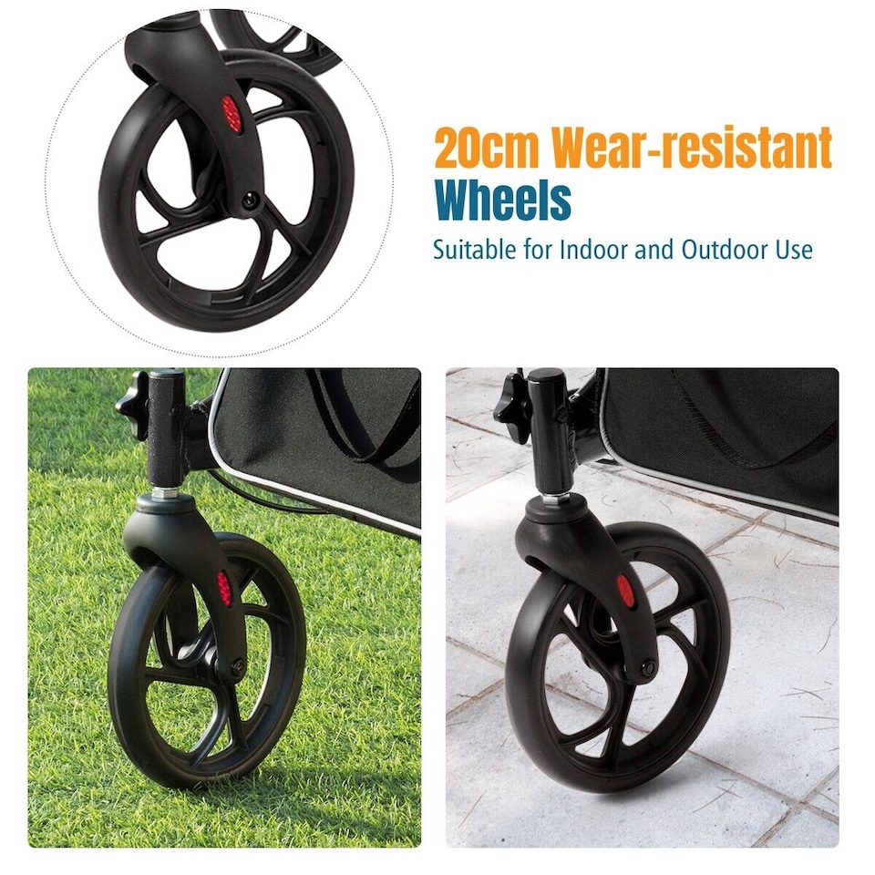 image 1 of COSTWAY Folding Rollator Walker Aluminium Mobility Aid Black