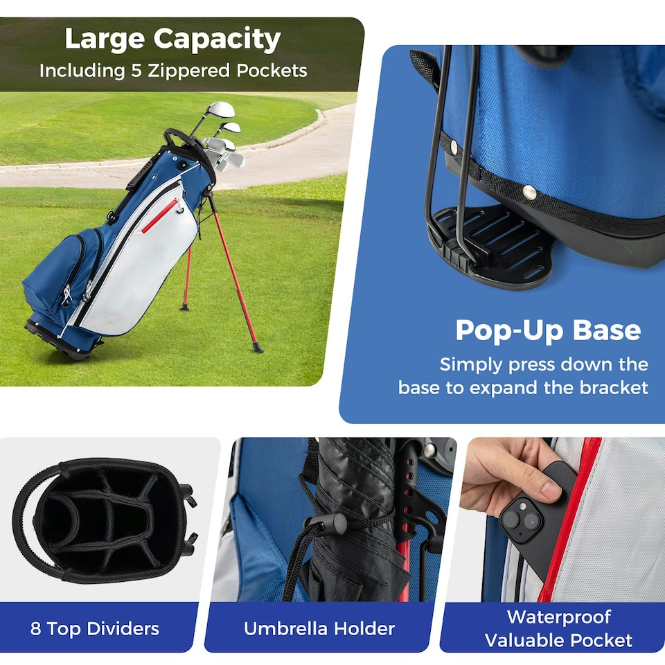 image 1 of COSTWAY Men's Complete Golf Clubs Package Set 10 Pieces Blue