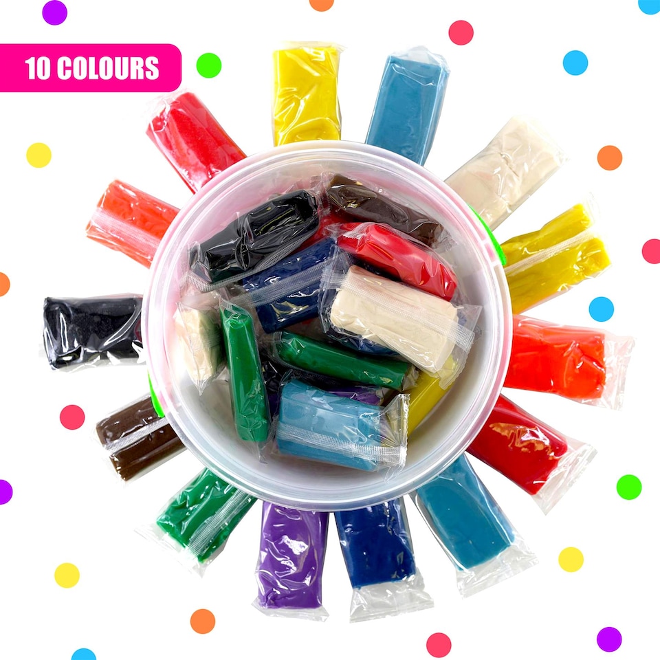 image 1 of The Magic Toy Shop Giant Dough Bucket Non-Toxic Modelling Clay Kit 10 Colours 1.5 Kg