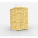 image 1 of 5 x 6 Feet Pent Shed - Single Door Without Windows - Wood - L178 x W158 x H201 cm Brown