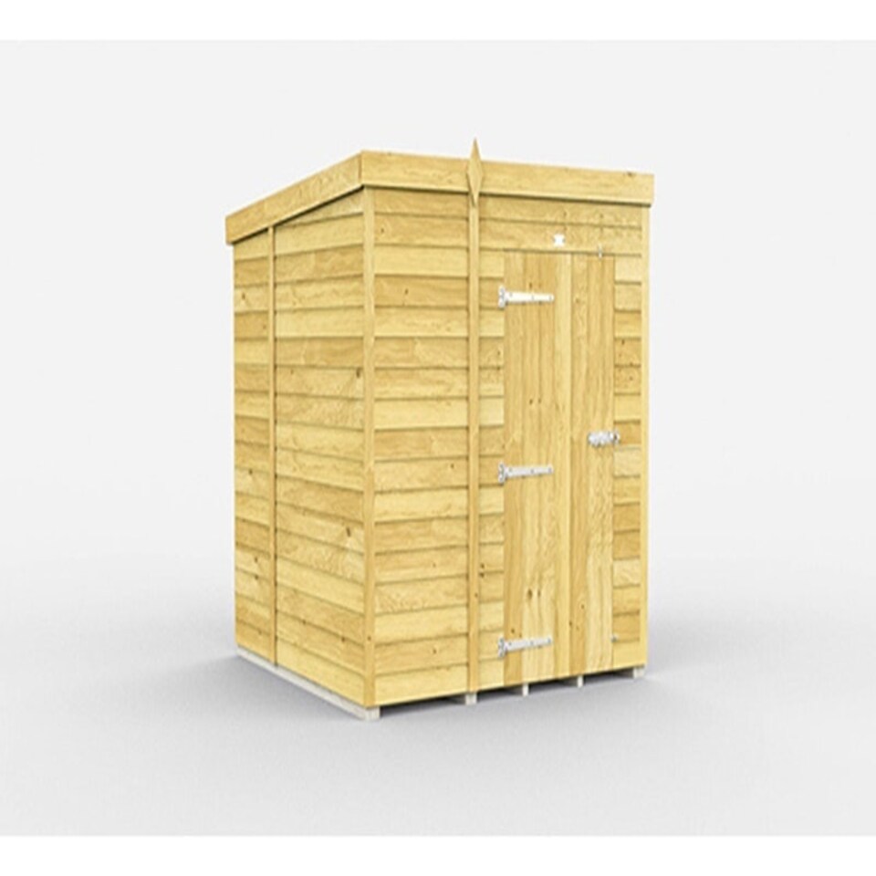 image 1 of 5 x 6 Feet Pent Shed - Single Door Without Windows - Wood - L178 x W158 x H201 cm Brown