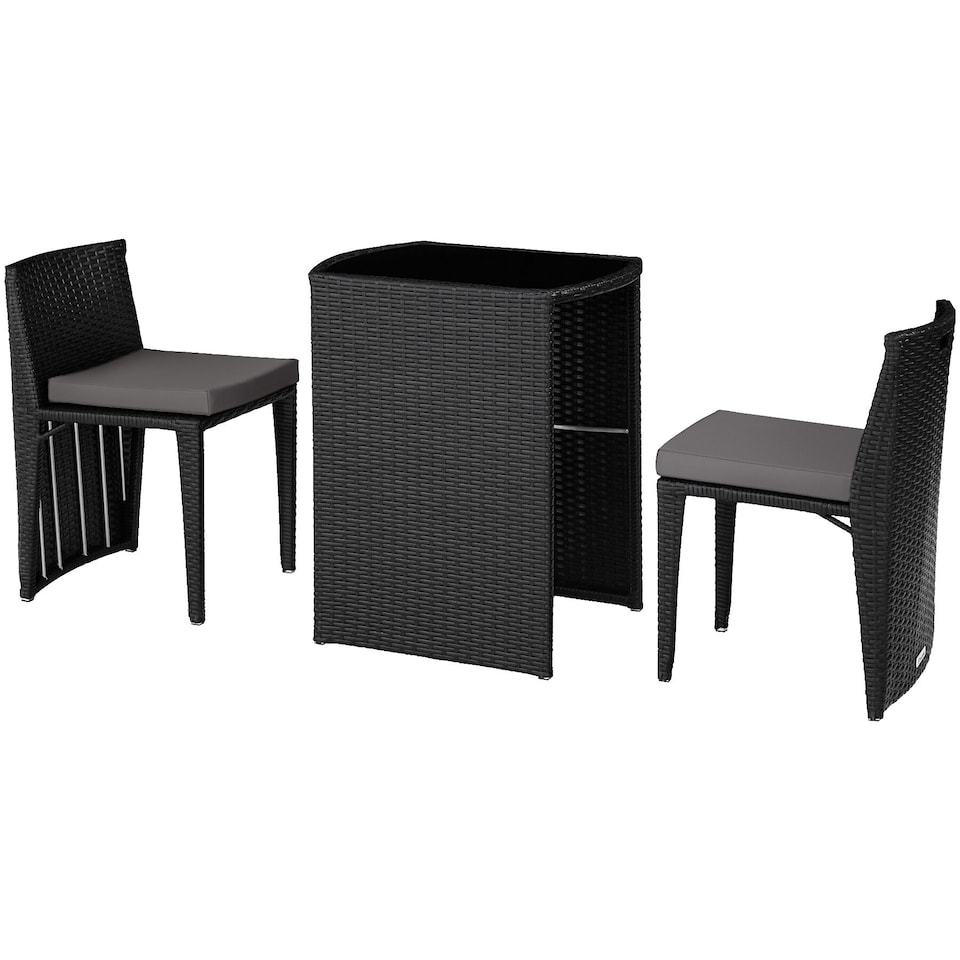 image 1 of Garden Table and Chairs Hamburg - 2 chairs, 1 dining table, bistro set | Black | black | 1