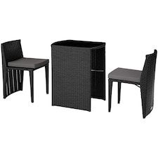 Garden Table and Chairs Hamburg - 2 chairs, 1 dining table, bistro set | Black | black | 1