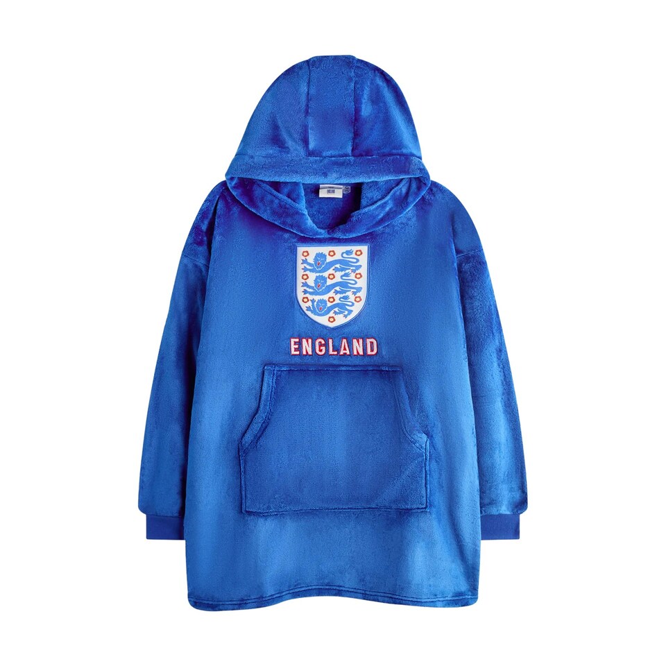image 1 of England FA Boys Football Blanket Hoodie - Blue - One Size