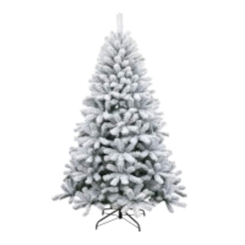 image 1 of 4FT Yukon Pine Artificial Green Christmas Tree Snow Flocked Tips Branches Snowy Bushy Home Decorations