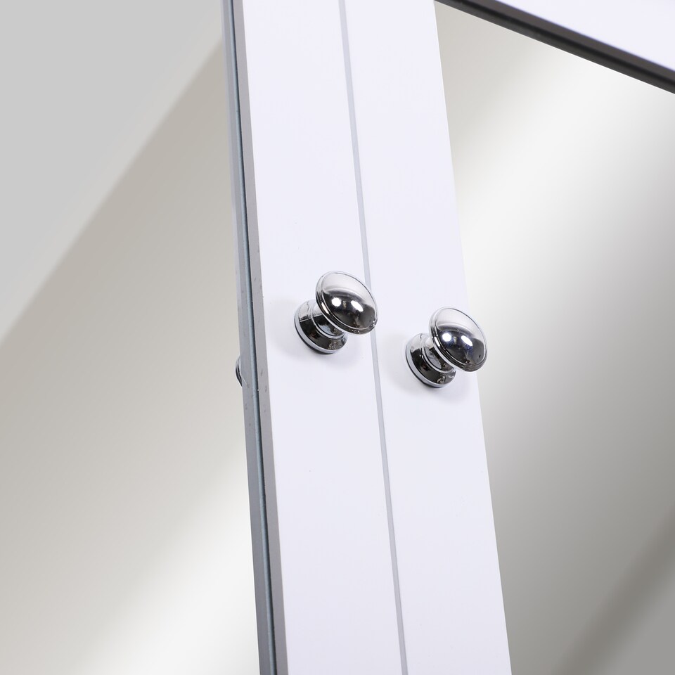 image 1 of kleankin Wall-mounted Bathroom Cabinet Mirror Door Organiser Storage Shelves Living Room White