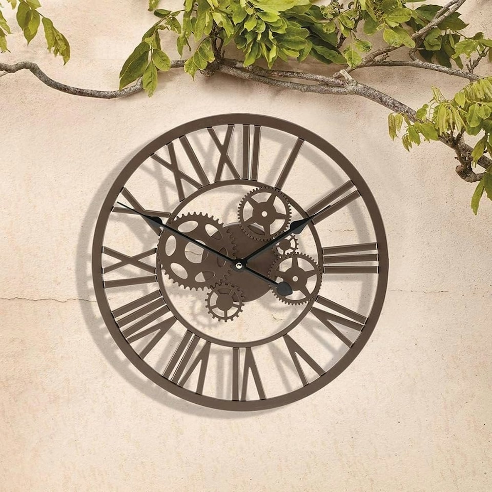 image 1 of Marco Paul 35cm Brown Skeleton Wall Clock Brown
