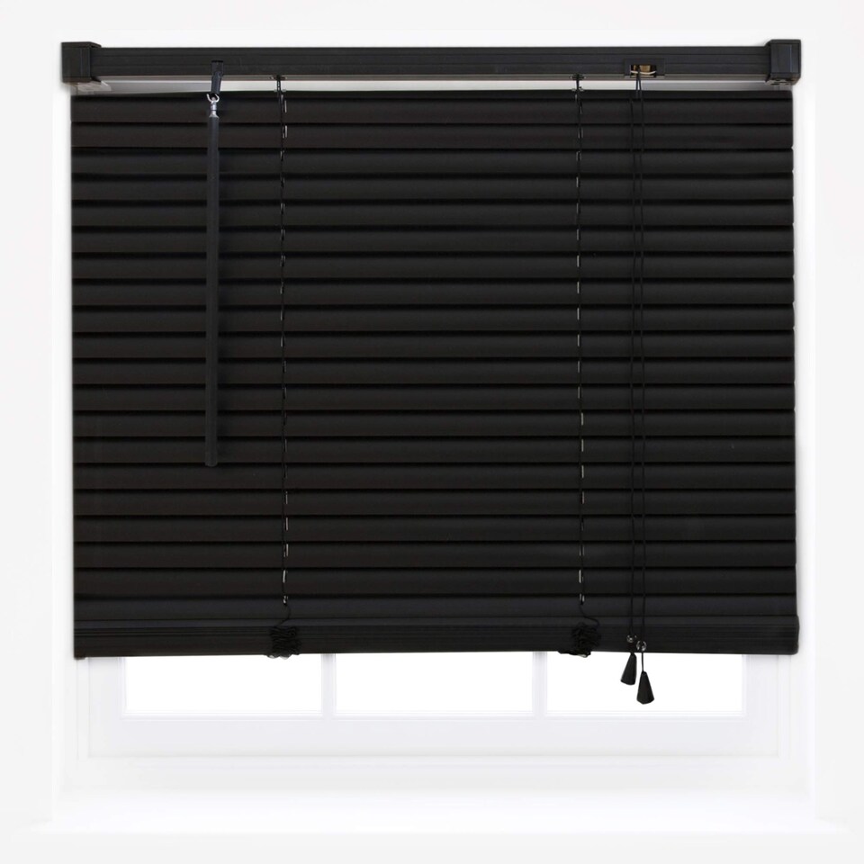 image 1 of FURNISHED Modern PVC Venetian Blinds Durable Window Blinds for Homes and Offices | Black | Black | (W) 45cm x (L) 210cm
