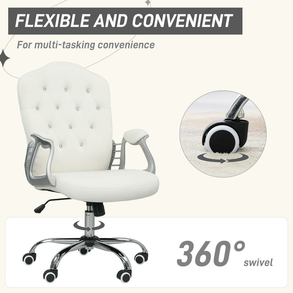 image 1 of Vinsetto Home Office Chair with Adjustable Height Tilt Function Cream White | Cream | White | One Size