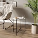 image 3 of Set of 2 Pcs Marble Effect Tops Square Round Side End Coffee Table Metal Frame | White | White Round | 1