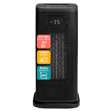 Abode ACTH2005 Electric Heater 2000W Ceramic Tower Heater Digital Black