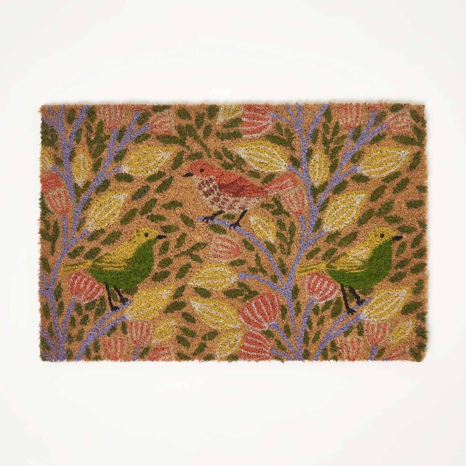 image 1 of Homescapes Song Bird Coir Doormat - 40 x 60 cm