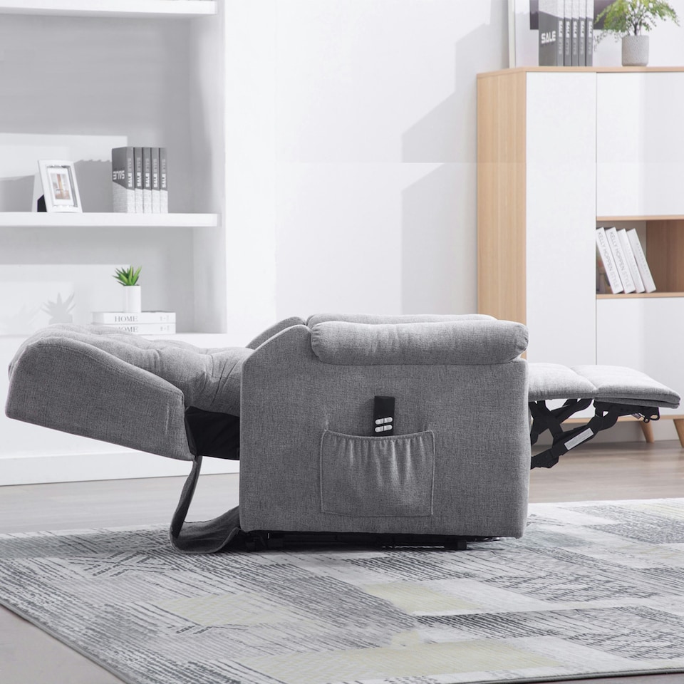 image 1 of Barnsley Fabric Electric Dual Motor Rise Recliner Mobility Armchair (Grey)