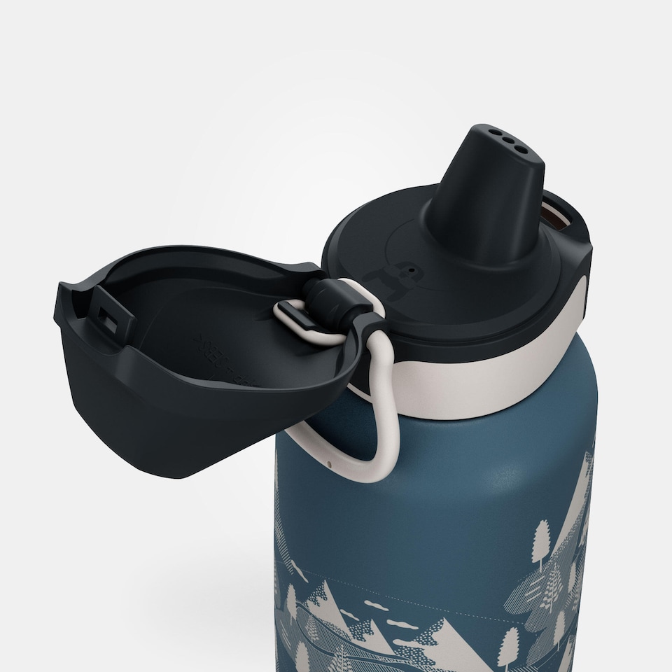 image 1 of Decathlon 0.6 L kids’ stainless steel water flask 500 with instant stopper for hiking
