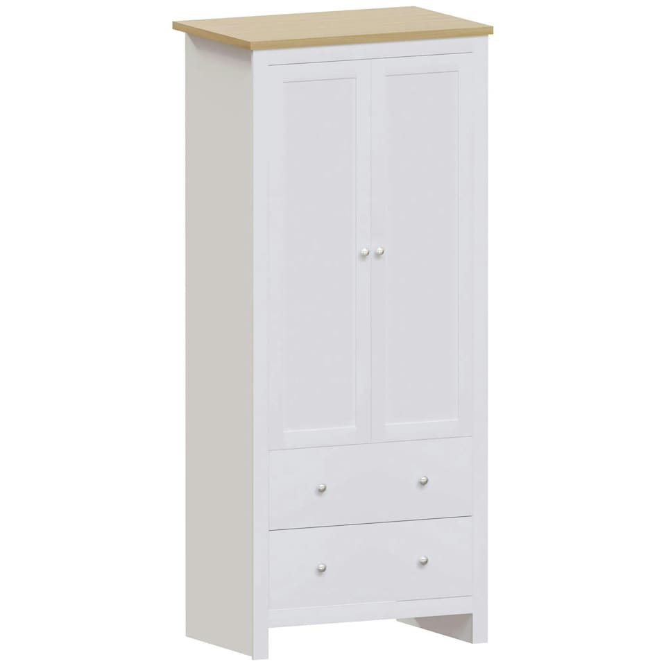 image 1 of Vida Designs Arlington 2 Door 2 Drawer Wardrobe With Shelf & Clothes Rail, White & Oak