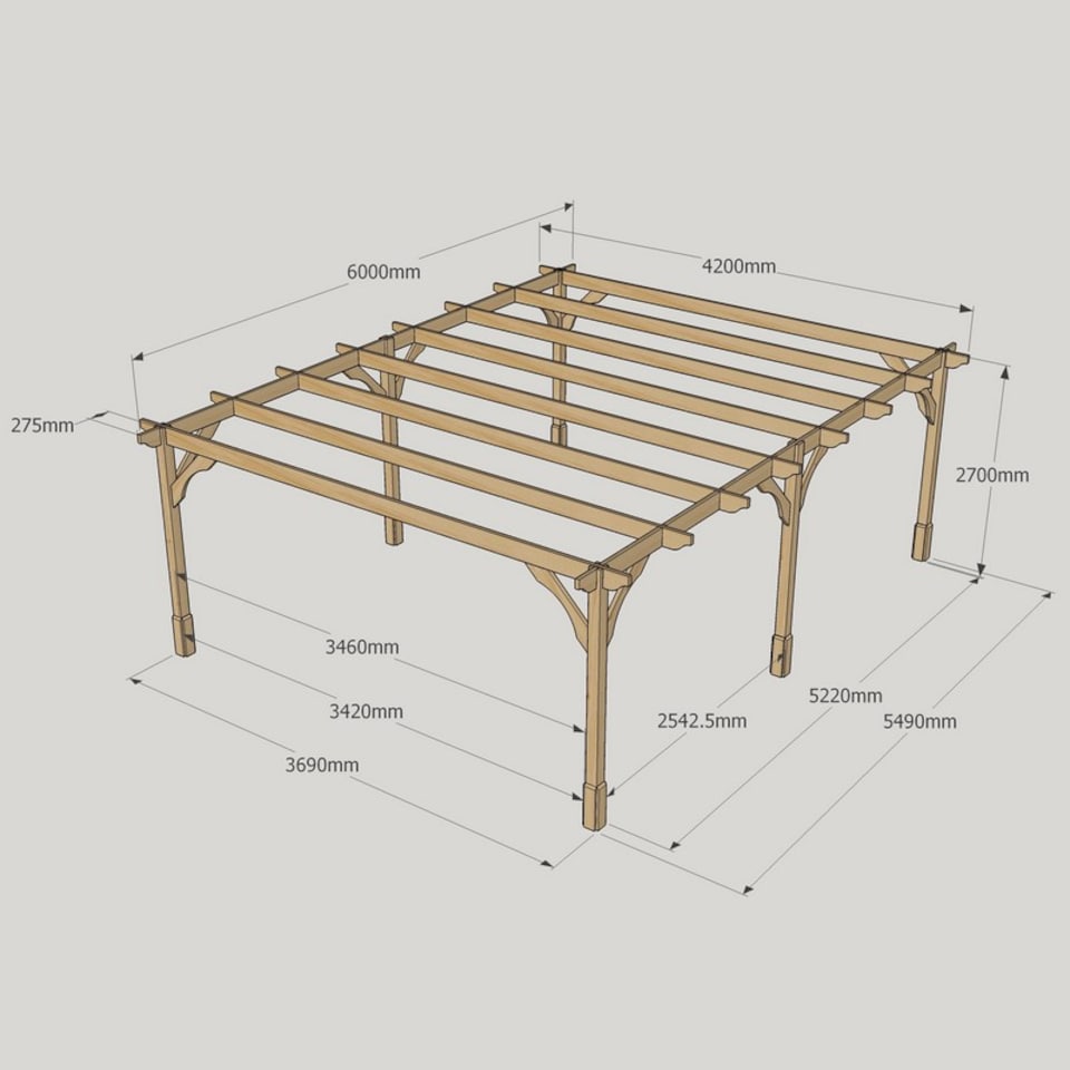 image 1 of Premium Pergola 6 Posts - Wood - L420 x W600 x H270 cm - Rustic Brown