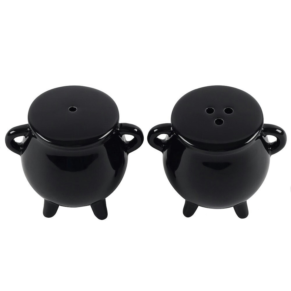 image 1 of Something Different Cauldron Cruet Set - Black - One Size