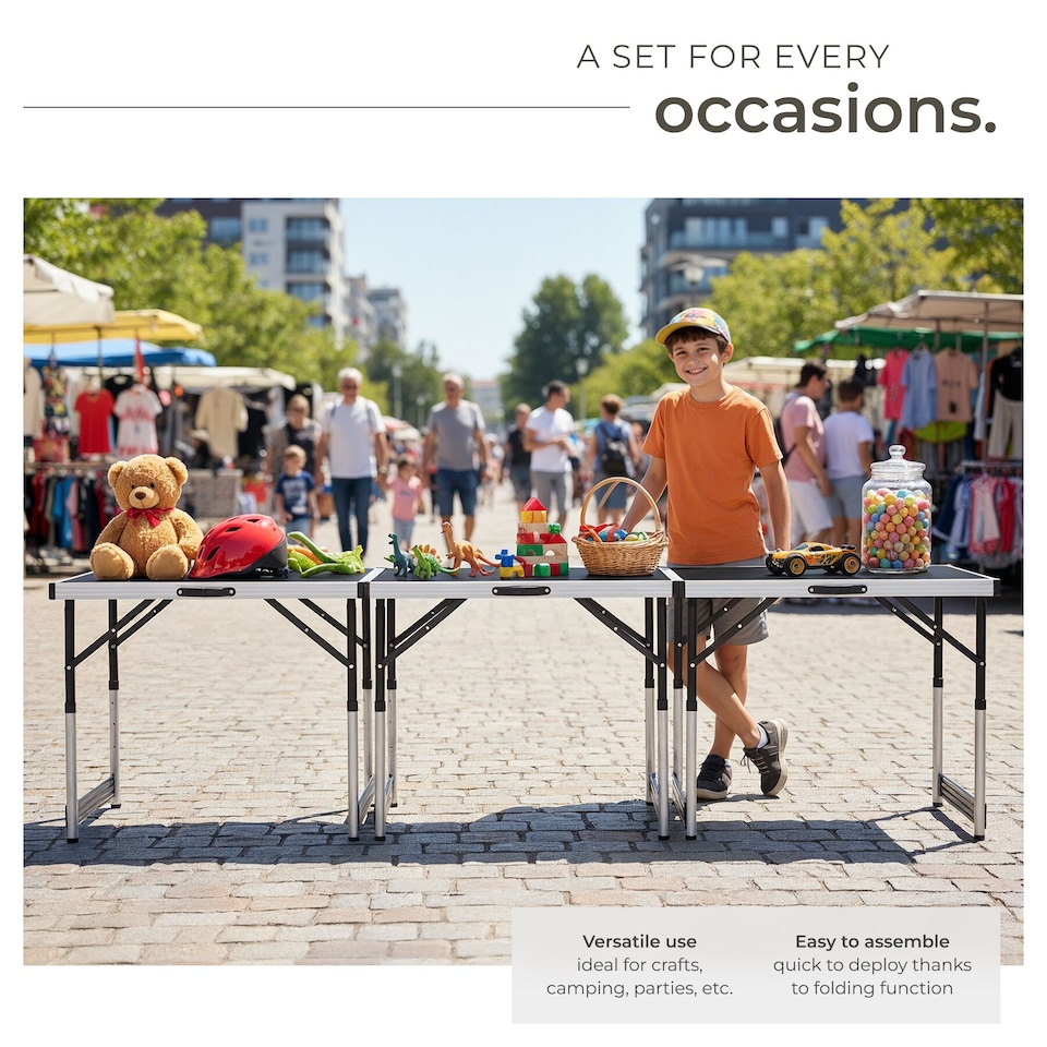 image 1 of Folding Table Trestle Camping Party Picnic BBQ Stall Garden Indoor Outdoor