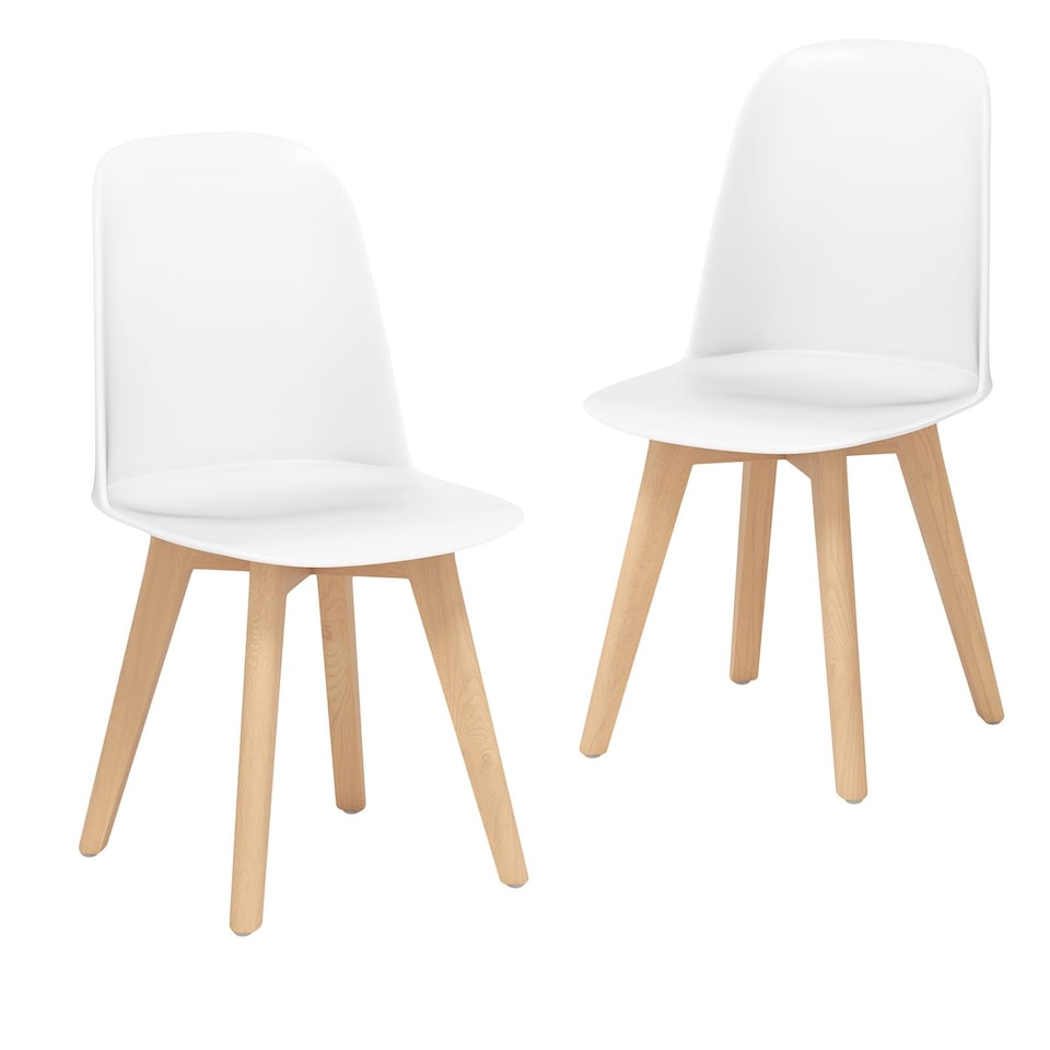 image 1 of COSTWAY Modern Dining Chairs Set of 2 Armless Kitchen Chairs-White