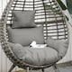 image 9 of Outsunny Garden Egg Chair, Teardrop Outdoor PE Rattan Chair with Full-body Soft Padded Cushion, Mixed Grey