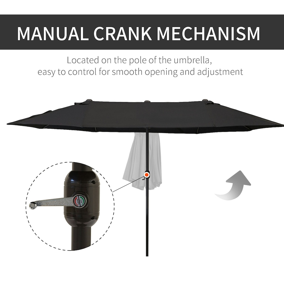 image 1 of Outsunny 4.6M Garden Patio Umbrella Canopy Parasol Sun Shade witho Base