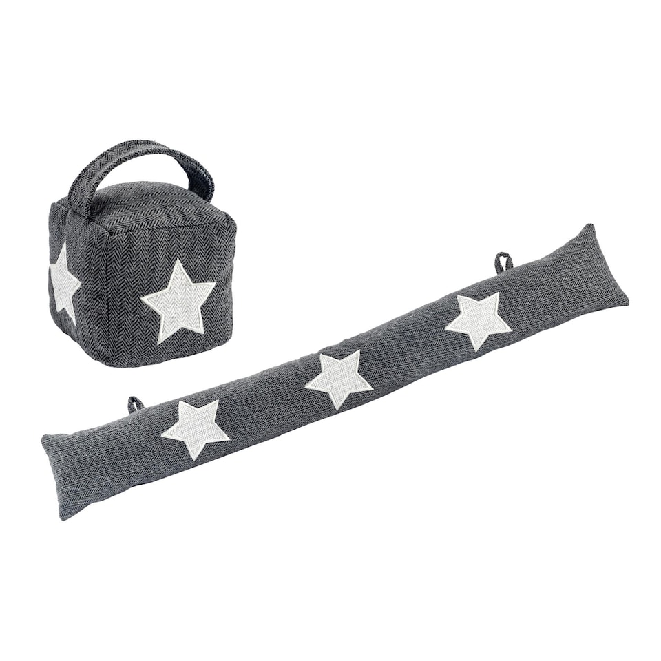image 1 of Nicola Spring Herringbone Door Stop & Draught Excluder Set - Star
