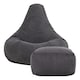 image 4 of icon Dalton Cord Adults Bean Bag Recliner and Pouffe, Ready Filled Beanbag and Footstool Grey Grey | Grey