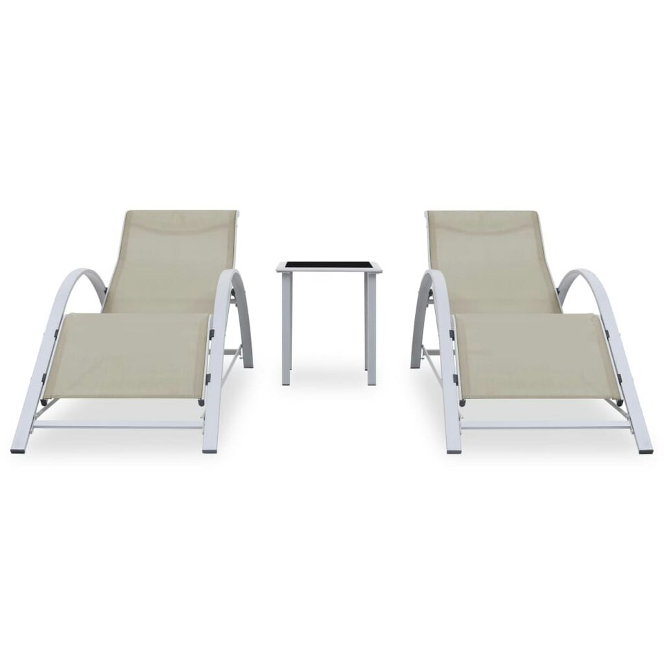 Sun Loungers 2 pcs with Table Aluminium Cream Tesco Groceries