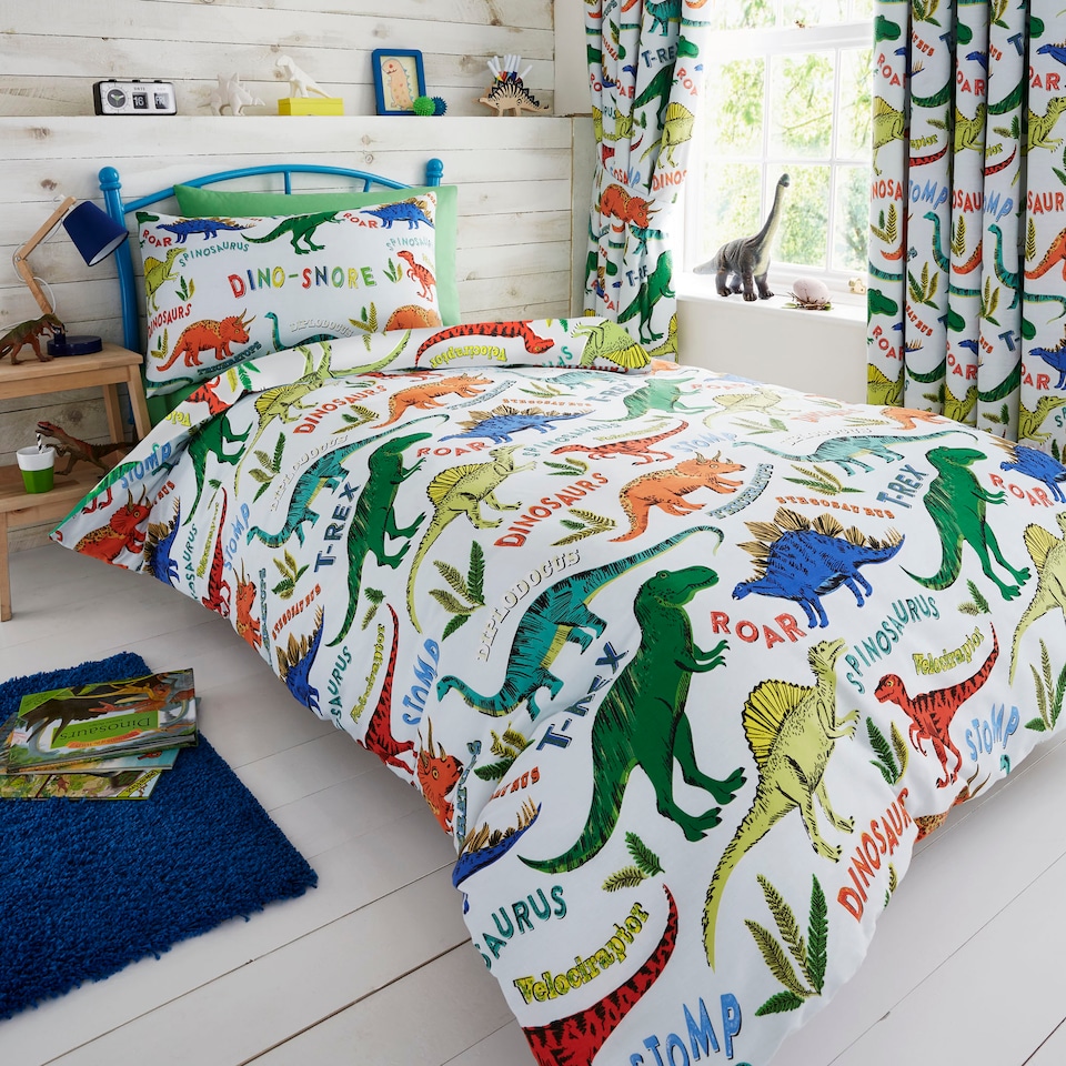 image 1 of Happy Linen Company Dino Snore Duvet Cover Bedding Set