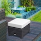 image 2 of Outsunny Rattan Footstool Wicker Ottoman with Padded Seat for Backyard