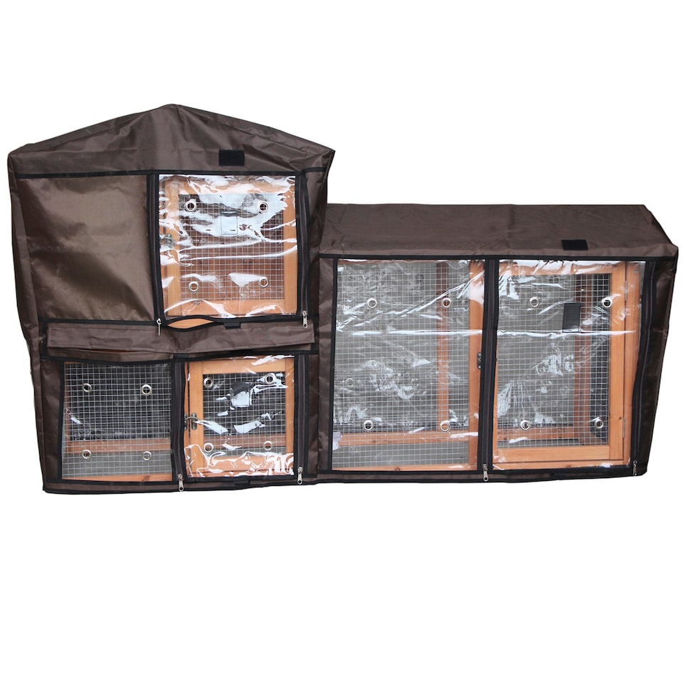 image 1 of Actiaspet - Portable Large Wooden Rabbit Hutch with Run (Fir & Plywood) | 147cm x 52cmx 85.5cm (L Hutch + Cover)