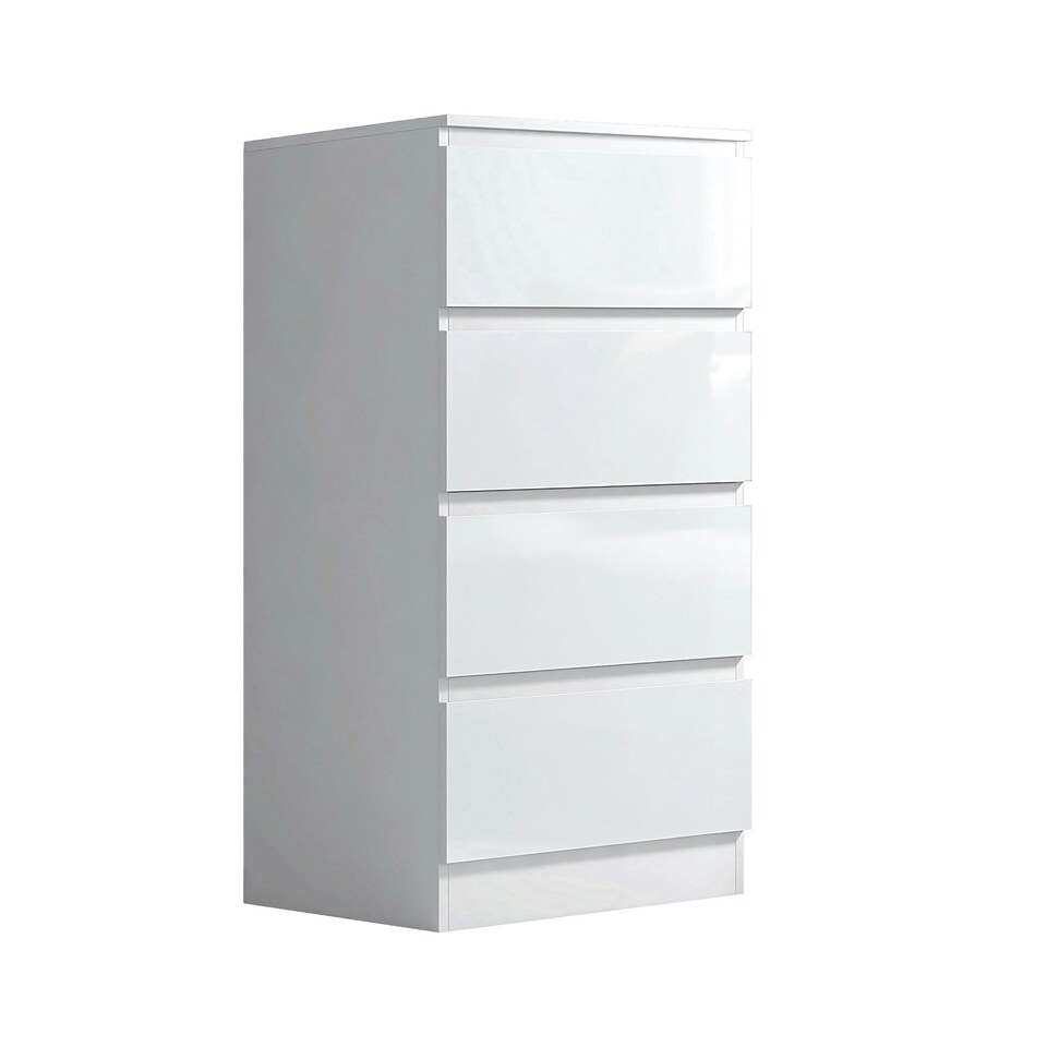 image 1 of FWStyle Carlton 4 Drawer Slim Tallboy Chest of Drawers White Gloss