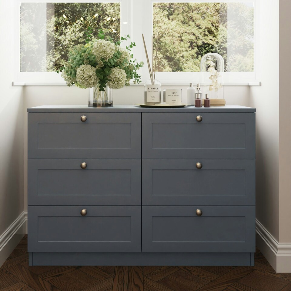 image 1 of FWStyle Artus Shaker 6 Drawer Chest Of Drawers Matt Grey