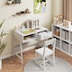 image 3 of COSTWAY Kids Desk and Chair Set with Drawer White