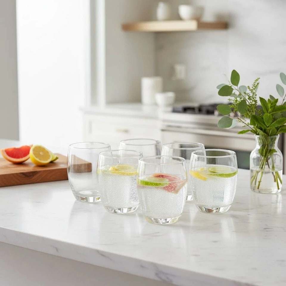 image 1 of 6 Clear Glass Tumblers 350ml Drinking Cups Water Juice Set Home Bar Kitchen Gift | Clear | Clear | Set of 12