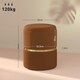 image 3 of HOMCOM Round Pouffe, Storage Footstool with Cushioned Top, Light Brown