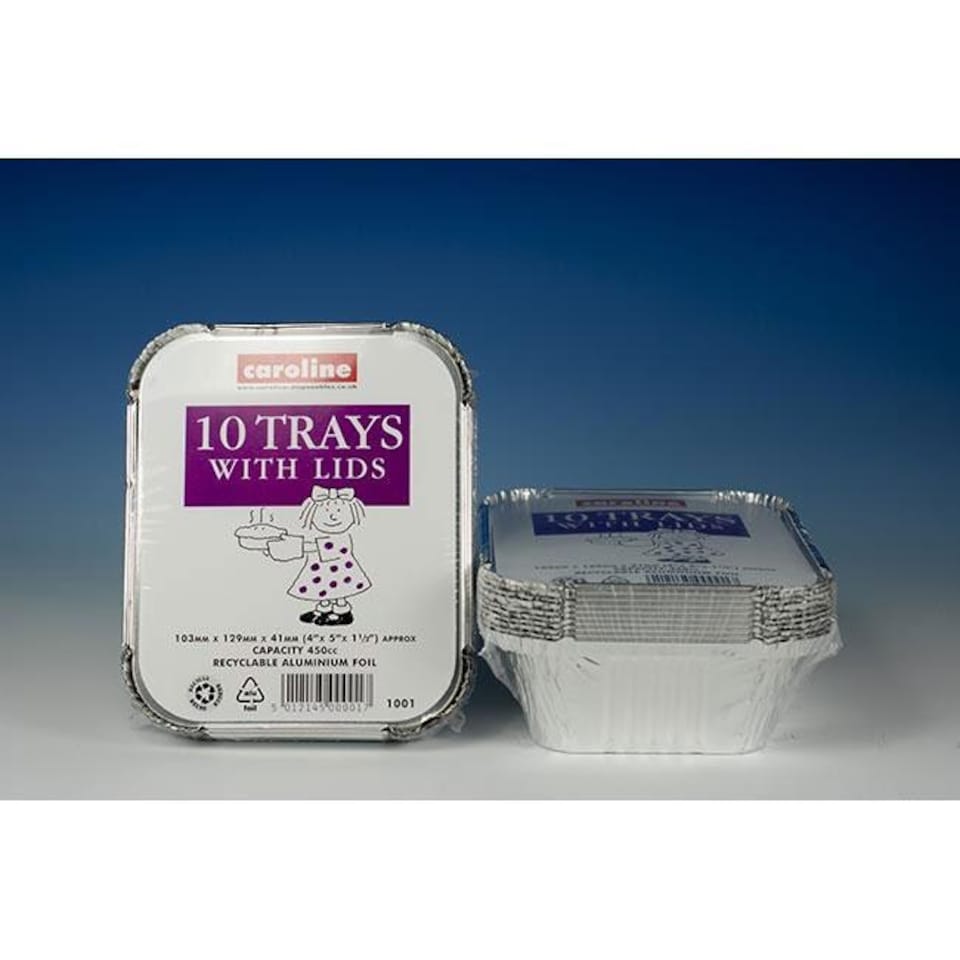 Caroline Foil Trays & Lids 16oz / 103 x 129 x 41mm 10pk 1001 - One Colour - One Size