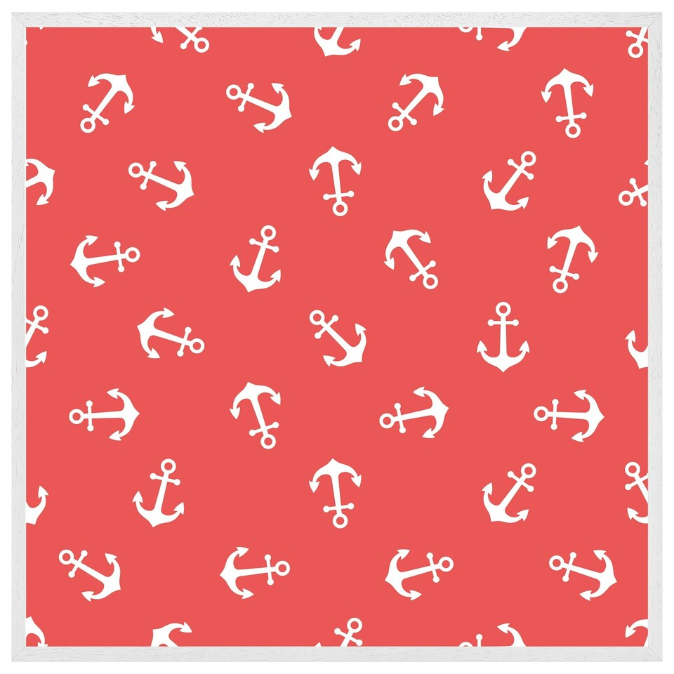 image 1 of Anchors on red background (Picutre Frame) White | M