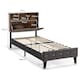 image 2 of COSTWAY Single Size Bed Frame Upholstered Slat Support Platform Bed